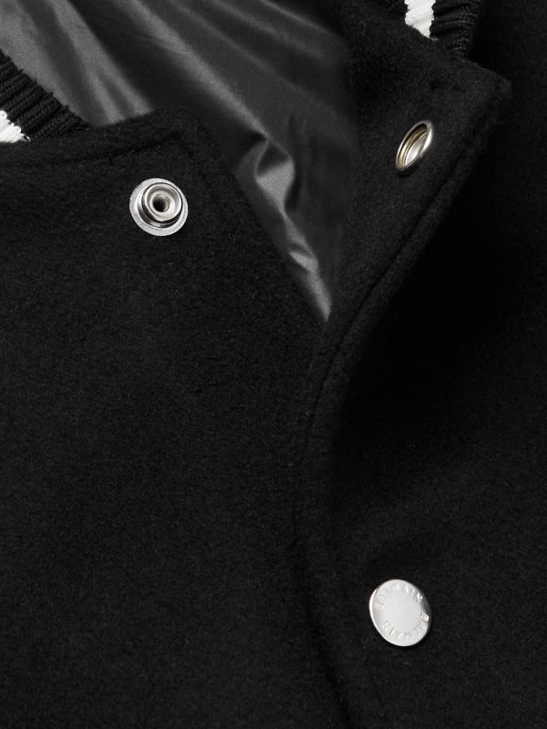 Logo-Appliquéd Wool and Leather Varsity Jacket - CU