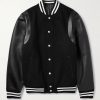 Logo-Appliquéd Wool and Leather Varsity Jacket