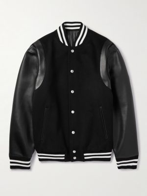 Logo-Appliquéd Wool and Leather Varsity Jacket Logo-Appliquéd Wool and Leather Varsity Jacket