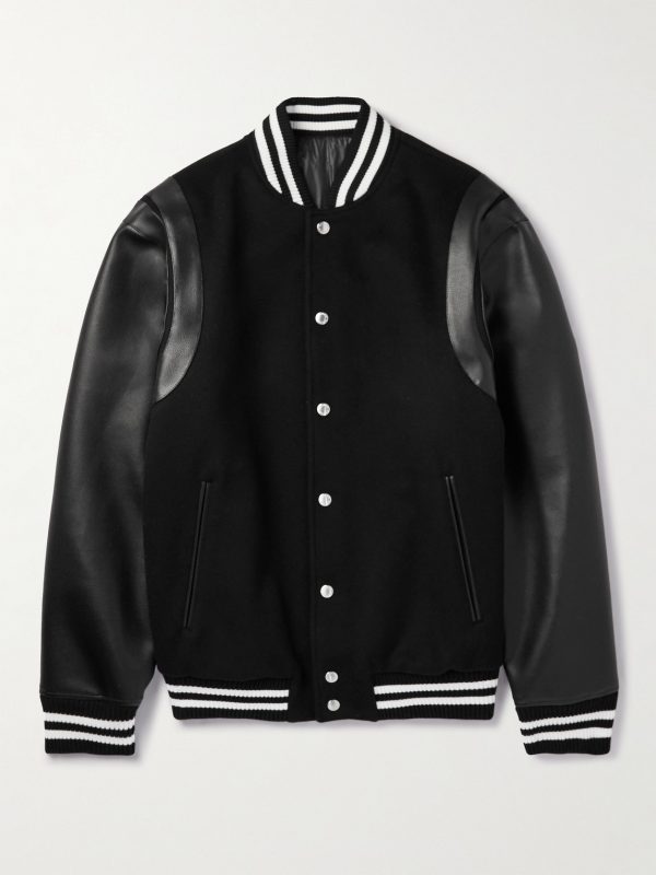 Logo-Appliquéd Wool and Leather Varsity Jacket