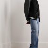 Logo-Appliquéd Wool and Leather Varsity Jacket - OU
