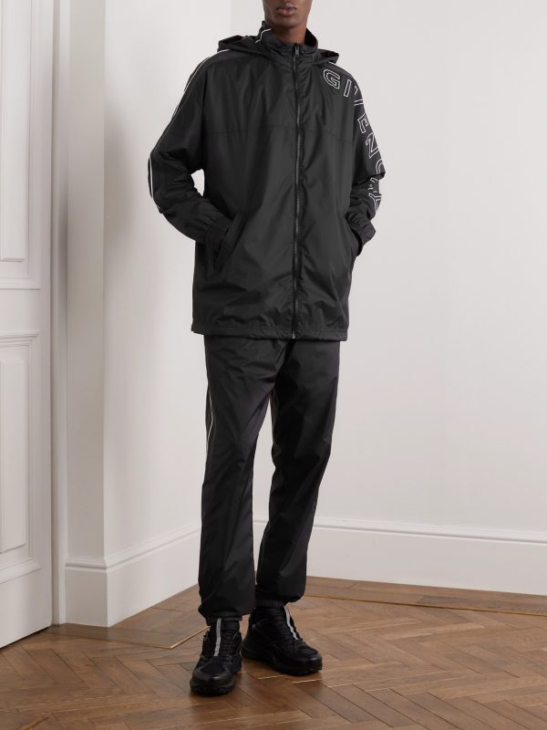 Logo-Embroidered Shell Hooded Jacket - OU