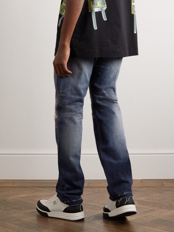 Straight-Leg Distressed Jeans - BK Straight-Leg Distressed Jeans - BK