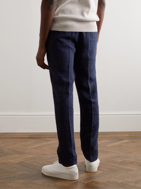 Straight-Leg Garment-Dyed Linen Trousers - BK Straight-Leg Garment-Dyed Linen Trousers - BK