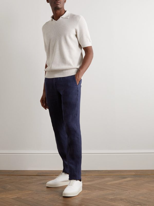 Straight-Leg Garment-Dyed Linen Trousers - OU Straight-Leg Garment-Dyed Linen Trousers - OU