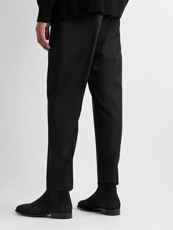 Tel Aviv Tapered Cropped Virgin Wool-Twill Trousers - BK Tel Aviv Tapered Cropped Virgin Wool-Twill Trousers - BK