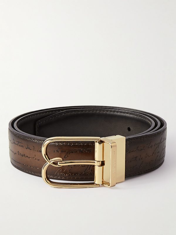 B Volute Scritto 3.5cm Venezia Leather Belt