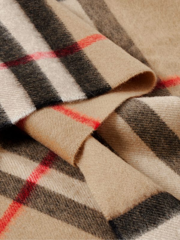 Fringed Checked Cashmere Scarf - CU Fringed Checked Cashmere Scarf - CU