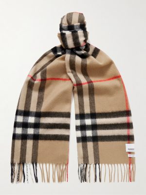 Fringed Checked Cashmere Scarf Fringed Checked Cashmere Scarf