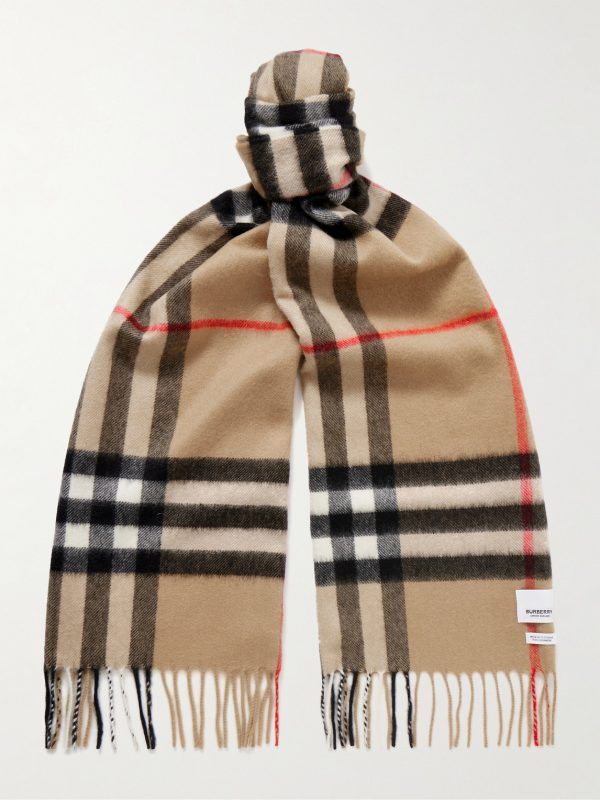 Fringed Checked Cashmere Scarf Fringed Checked Cashmere Scarf