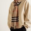 Fringed Checked Cashmere Scarf - OU Fringed Checked Cashmere Scarf - OU