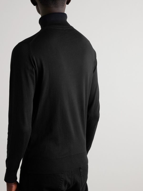 Hawley Slim-Fit Sea Island Cotton Rollneck Sweater - BK Hawley Slim-Fit Sea Island Cotton Rollneck Sweater - BK