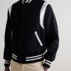 The Hayes Leather-Panelled Wool-Blend Varsity Jacket - FR