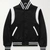 The Hayes Leather-Panelled Wool-Blend Varsity Jacket