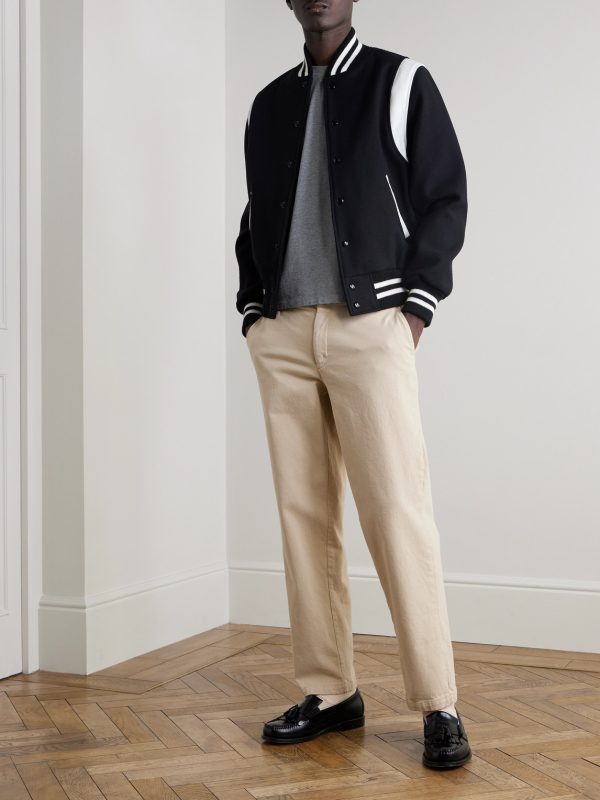 The Hayes Leather-Panelled Wool-Blend Varsity Jacket - OU