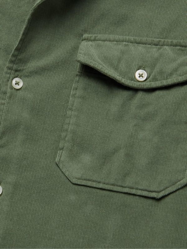 Eric Camp-Collar Garment-Dyed Cotton-Corduroy Shirt - E1 Eric Camp-Collar Garment-Dyed Cotton-Corduroy Shirt - E1