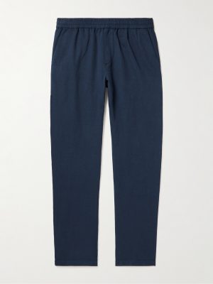 Straight-Leg Cotton and Linen-Blend Drawstring Trousers Straight-Leg Cotton and Linen-Blend Drawstring Trousers