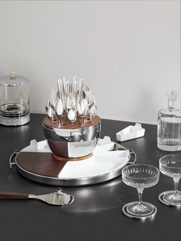 MOOD Party Stainless Steel, Walnut and Porcelain Tray - OU