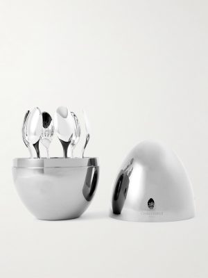 MOOD Coffee Set of Six Silver-Plated Espresso Spoons with Case MOOD Coffee Set of Six Silver-Plated Espresso Spoons with Case