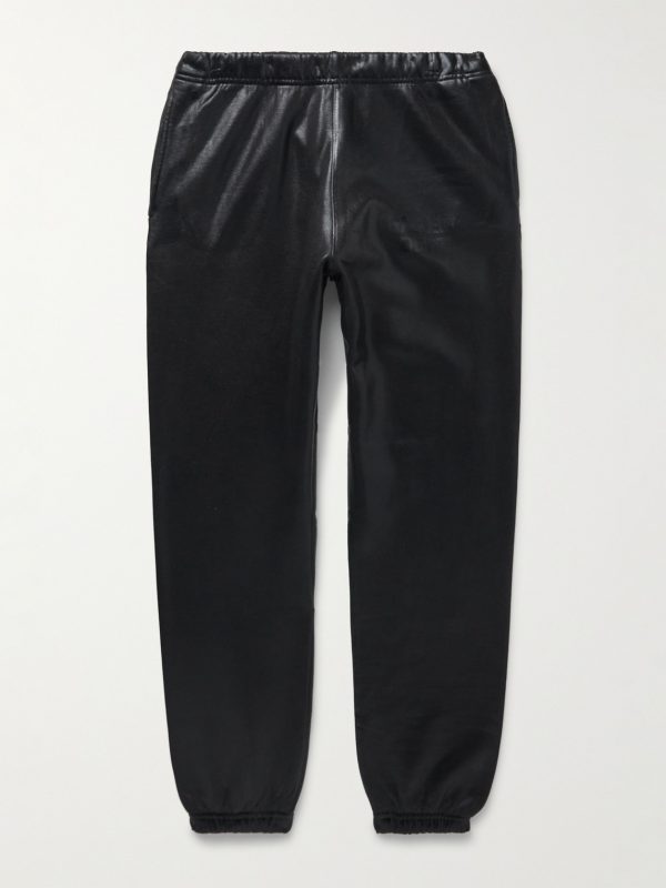 Analog Tapered Logo-Print Coated Cotton-Jersey Sweatpants