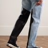 K.H. Slim-Fit Leather-Panelled Jeans - BK K.H. Slim-Fit Leather-Panelled Jeans - BK