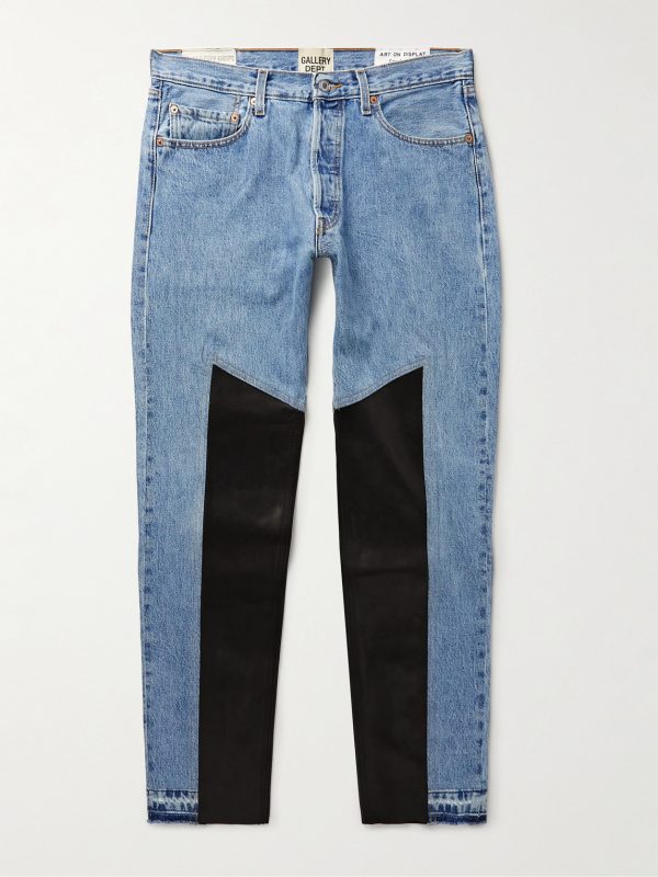 K.H. Slim-Fit Leather-Panelled Jeans K.H. Slim-Fit Leather-Panelled Jeans