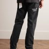 Slim-Fit Straight-Leg Painted Embroidered Distressed Jeans - BK Slim-Fit Straight-Leg Painted Embroidered Distressed Jeans - BK