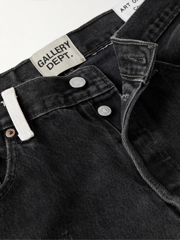 Slim-Fit Straight-Leg Painted Embroidered Distressed Jeans - E1 Slim-Fit Straight-Leg Painted Embroidered Distressed Jeans - E1