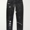 Slim-Fit Straight-Leg Painted Embroidered Distressed Jeans Slim-Fit Straight-Leg Painted Embroidered Distressed Jeans