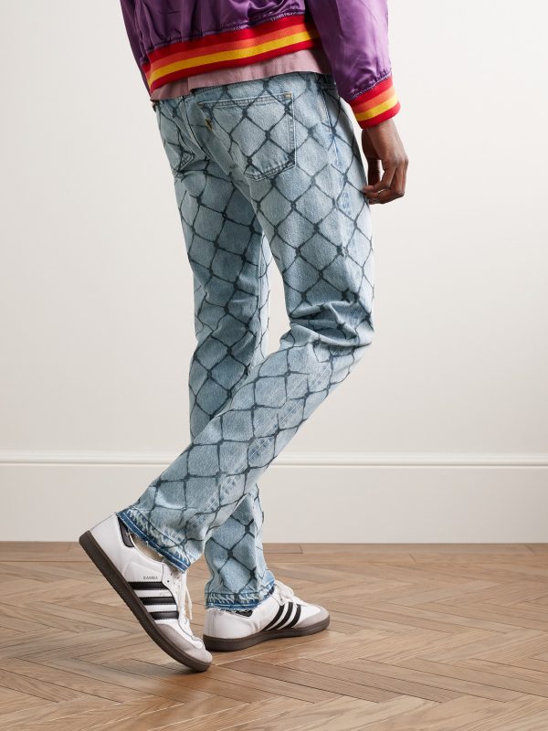 Cage 5001 Slim-Fit Frayed Printed Jeans - BK Cage 5001 Slim-Fit Frayed Printed Jeans - BK