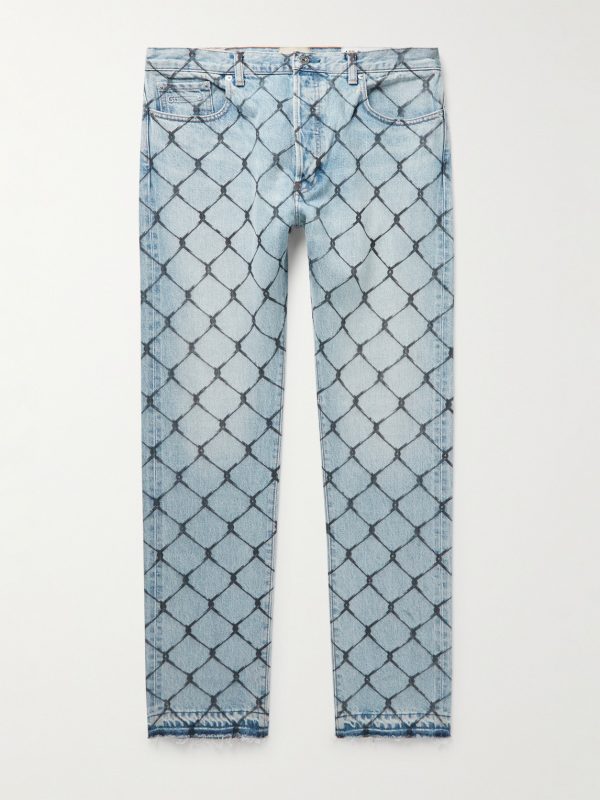 Cage 5001 Slim-Fit Frayed Printed Jeans Cage 5001 Slim-Fit Frayed Printed Jeans