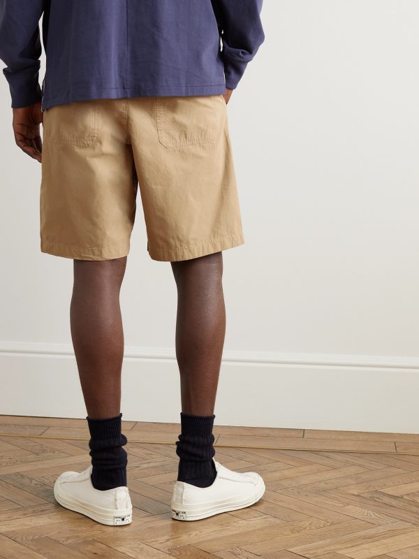 Cliffe Straight-Leg Peached-Cotton Shorts - BK Cliffe Straight-Leg Peached-Cotton Shorts - BK