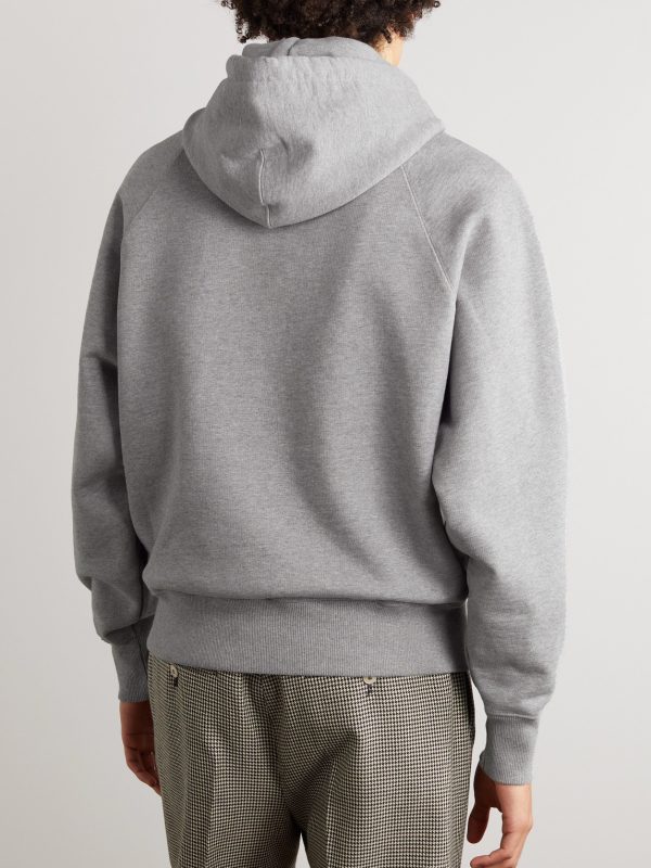 Logo-Embroidered Cotton-Blend Jersey Hoodie - BK Logo-Embroidered Cotton-Blend Jersey Hoodie - BK