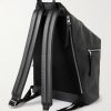 Convertible Logo-Debossed Mesh-Trimmed Leather Backpack - BK Convertible Logo-Debossed Mesh-Trimmed Leather Backpack - BK