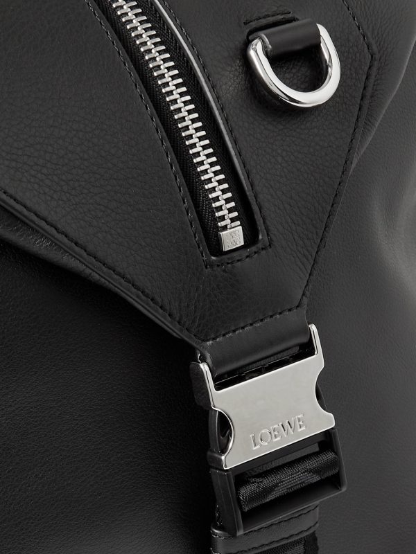 Convertible Logo-Debossed Mesh-Trimmed Leather Backpack - CU Convertible Logo-Debossed Mesh-Trimmed Leather Backpack - CU
