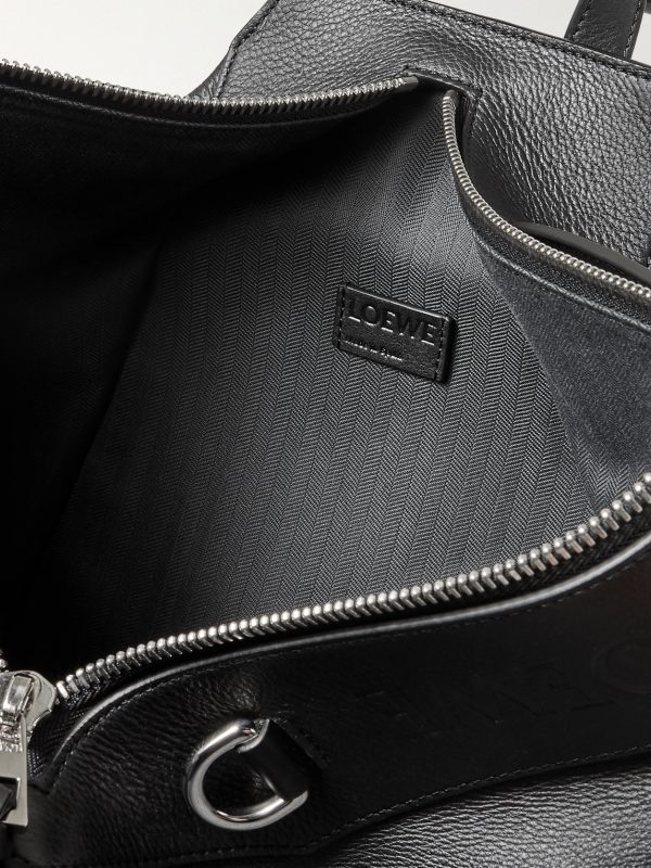 Convertible Logo-Debossed Mesh-Trimmed Leather Backpack - E1 Convertible Logo-Debossed Mesh-Trimmed Leather Backpack - E1