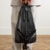 Convertible Logo-Debossed Mesh-Trimmed Leather Backpack - OU Convertible Logo-Debossed Mesh-Trimmed Leather Backpack - OU