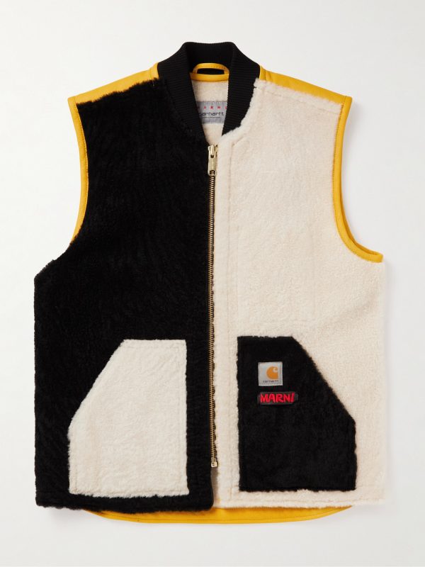 + Carhartt WIP Logo-Detailed Colour-Block Shearling Gilet + Carhartt WIP Logo-Detailed Colour-Block Shearling Gilet
