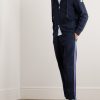 Tapered Webbing-Trimmed Stretch-Cotton Jersey Sweatpants - OU Tapered Webbing-Trimmed Stretch-Cotton Jersey Sweatpants - OU