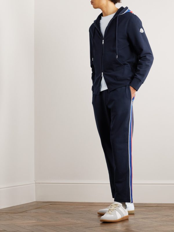 Tapered Webbing-Trimmed Stretch-Cotton Jersey Sweatpants - OU Tapered Webbing-Trimmed Stretch-Cotton Jersey Sweatpants - OU