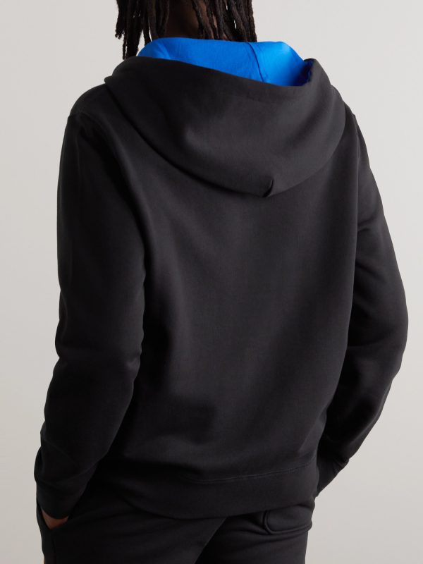 Logo-Appliquéd Cotton-Jersey Zip-Up Hoodie - BK