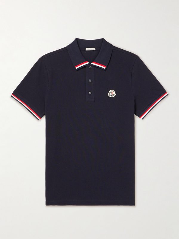Logo-Appliquéd Striped Cotton-Piqué Polo Shirt Logo-Appliquéd Striped Cotton-Piqué Polo Shirt
