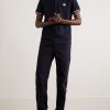 Logo-Appliquéd Striped Cotton-Piqué Polo Shirt - OU Logo-Appliquéd Striped Cotton-Piqué Polo Shirt - OU