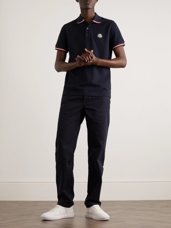 Logo-Appliquéd Striped Cotton-Piqué Polo Shirt - OU Logo-Appliquéd Striped Cotton-Piqué Polo Shirt - OU