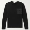 Logo-Appliquéd Twill-Trimmed Cotton Sweater Logo-Appliquéd Twill-Trimmed Cotton Sweater