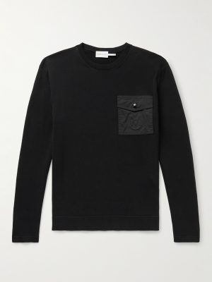 Logo-Appliquéd Twill-Trimmed Cotton Sweater