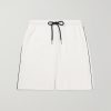 Straight-Leg Piped Cotton-Terry Drawstring Shorts