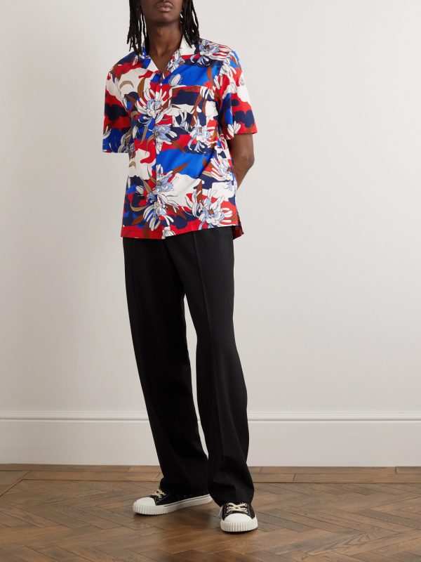 Camp-Collar Printed Cotton-Poplin Shirt - OU Camp-Collar Printed Cotton-Poplin Shirt - OU