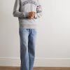 Logo-Print Striped Cotton-Jersey Sweatshirt - OU Logo-Print Striped Cotton-Jersey Sweatshirt - OU