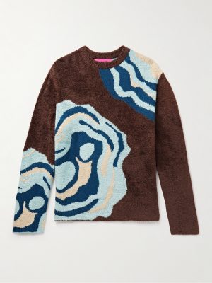 + Ollio Intarsia-Knit Bouclé Sweater